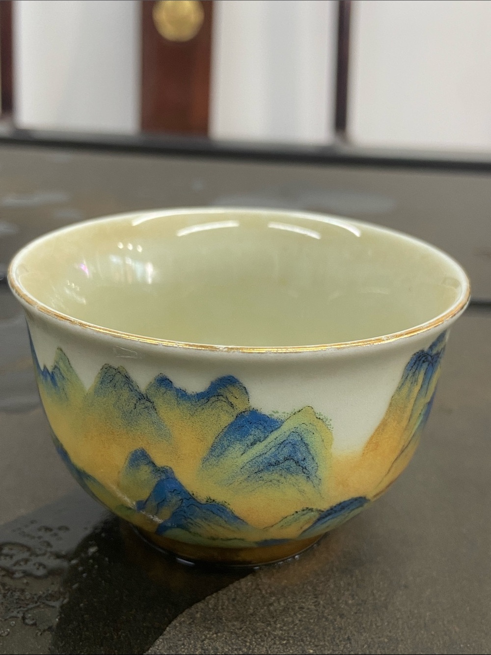 Hand-Painted Ceramic Bowl in Blue and Yellow - Artisan Home Art